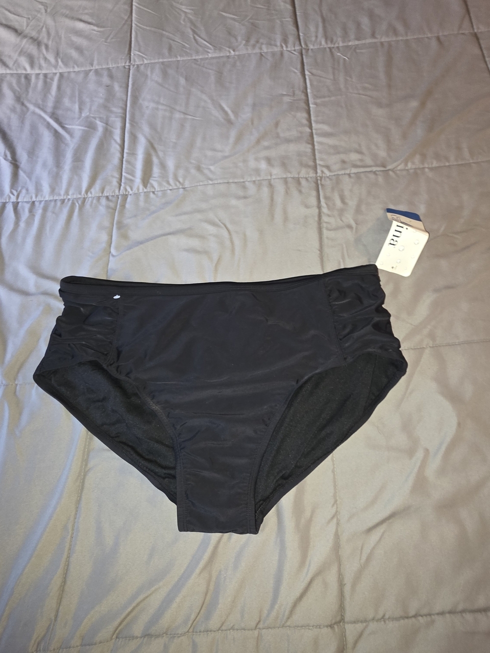 Catalina Black Mid-Rise Bikini Bottoms